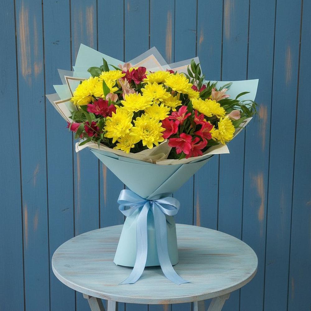 Букет цветов из: Альстромерии и Хризантемы в Разумном