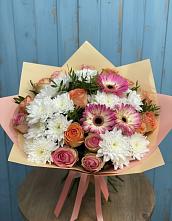 Букет цветов из:  Розы, Герберы и Хризантемы в Разумном