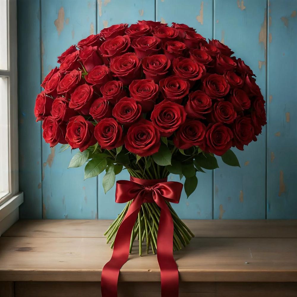 Букет Красные розы Блэк Меджик в Разумном