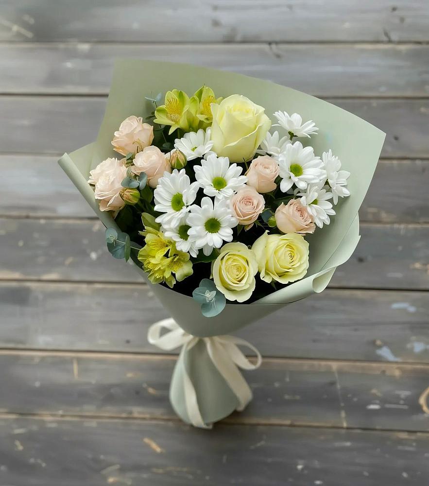 Букет цветов из: Альстромерии, Розы и Хризантемы в Разумном