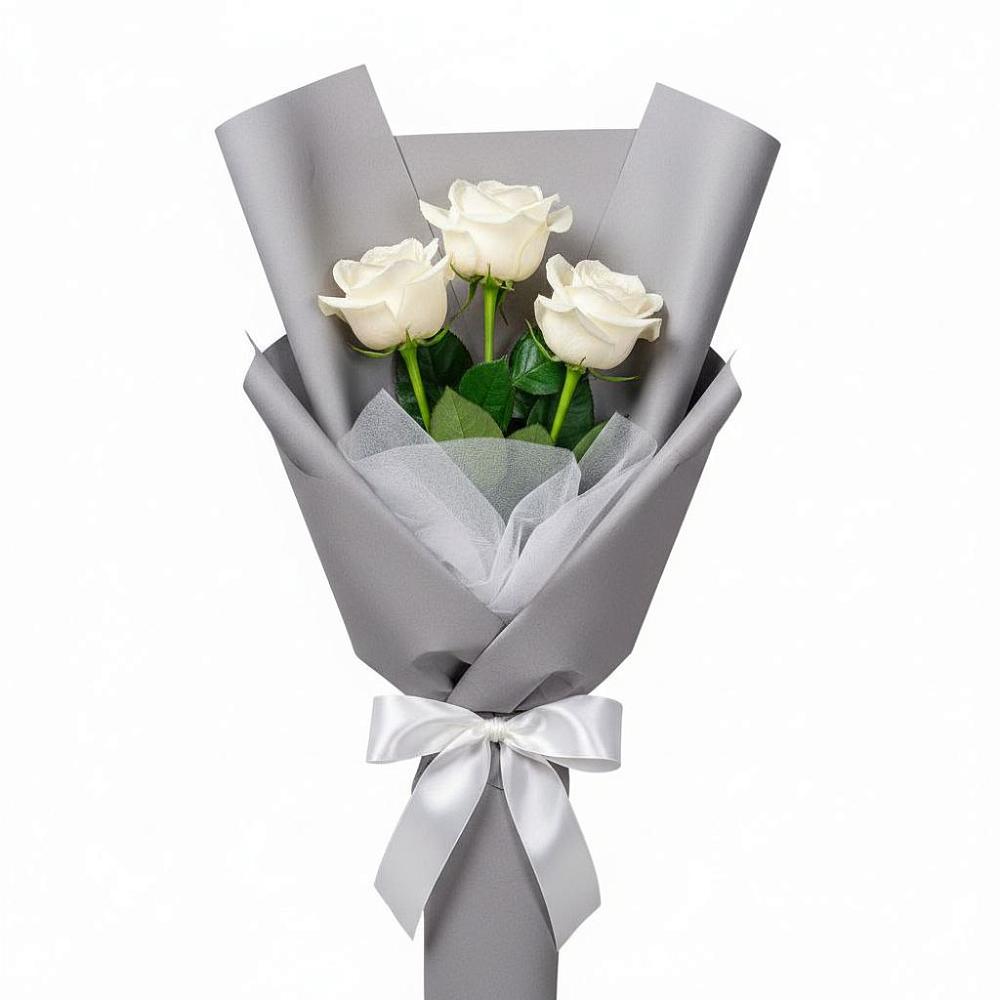 Букет 3 белые розы в Разумном