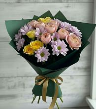 Букет цветов из:  Хризантемы и Розы в Разумном