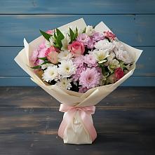 Букет цветов из:  Хризантемы, Альстромерии и Розы в Разумном