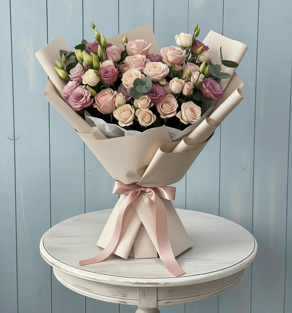 Букет цветов из: Розы и Лизиантусы в Разумном