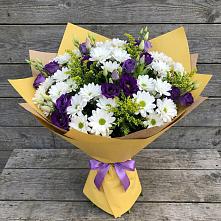 Букет цветов из:  Ирисы, Хризантемы и Ромашки #REPLACE_PRED# Разумном