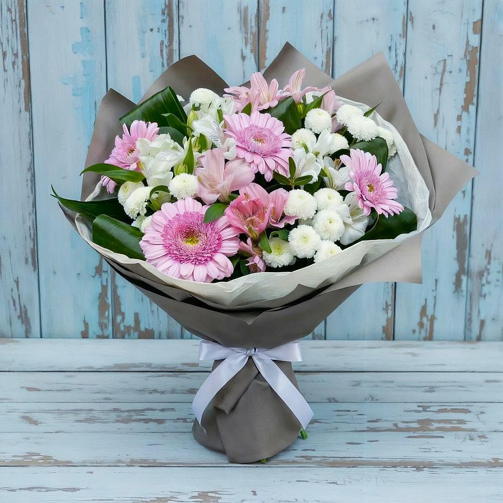 Букет цветов из: Герберы, Альстромерии и Хризантемы в Разумном