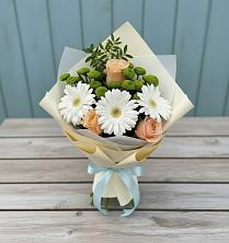 Букет цветов из:  Герберы, Розы и Хризантемы в Разумном