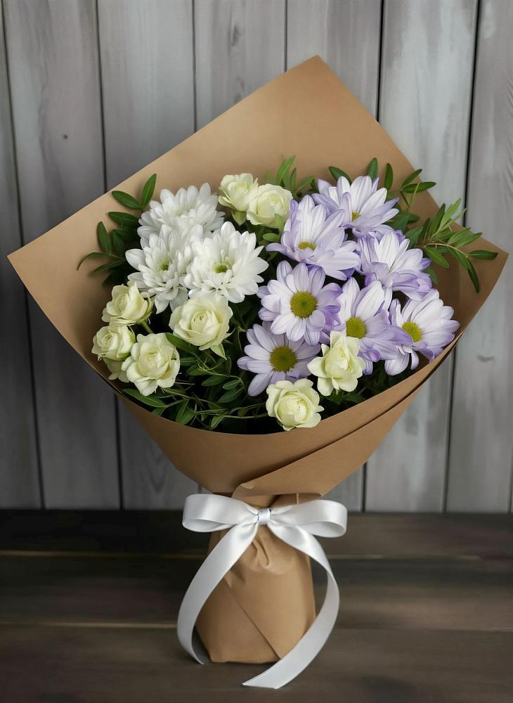Букет цветов из: Хризантемы и Розы в Разумном